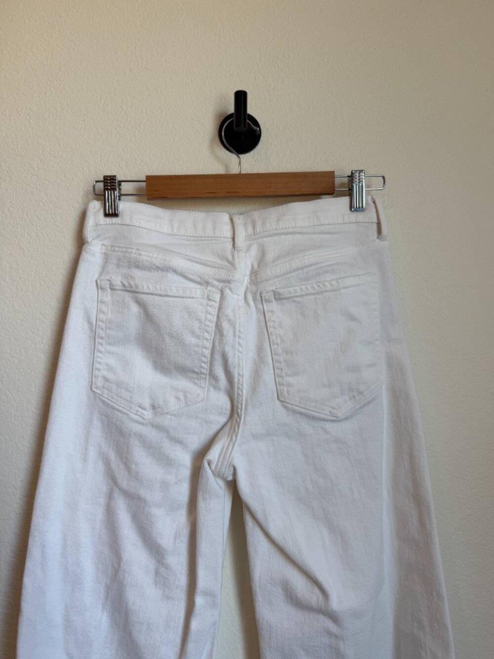 Banana Republic High Rise Cropped Wide Leg Jeans White Raw Hem Size 27 - Picture 6 of 9
